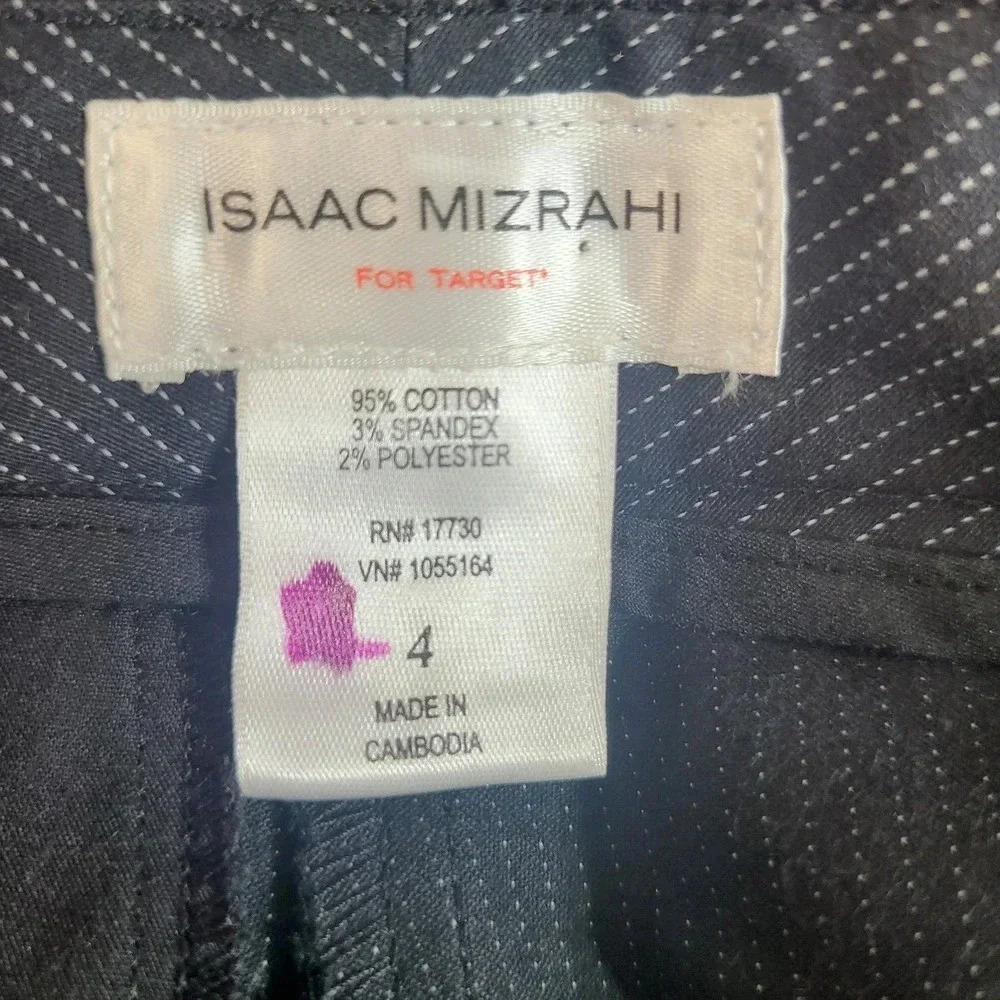 Isaac Mizrahi Target Pinstripe Trousers Pants Women's Size 4 Black White Bootcut - Picture 4 of 5